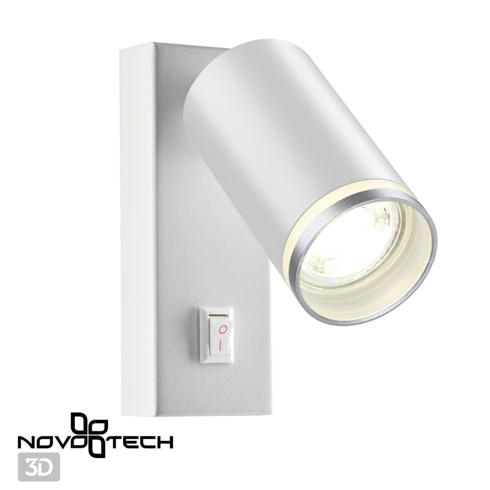 370892 NOVOTECH OVER Белый накладной настенный светильник ULAR с выключателем, поворотный, GU10*9W