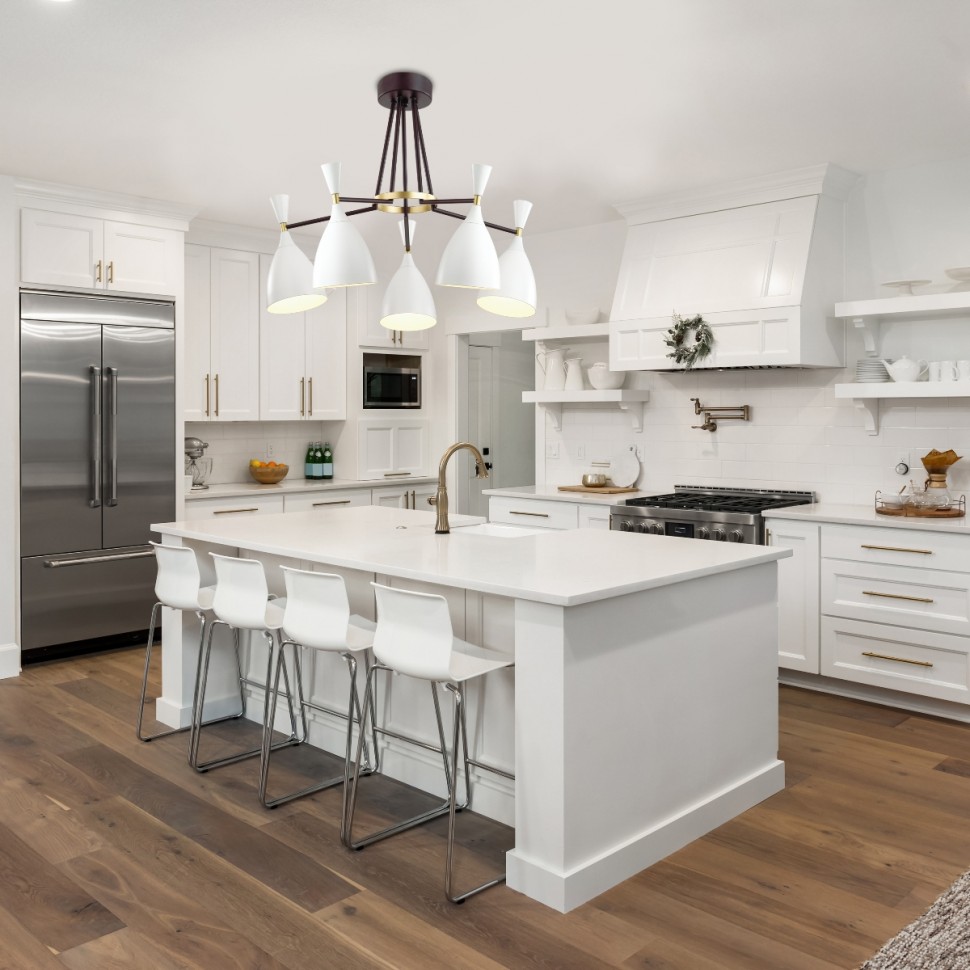 4494/5C Lumion белая с черным потолочная люстра OLIVER 5 плафонов