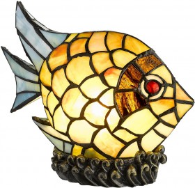 807-804-01 VELANTE интерьерный настольный светильник Рыба, в стиле Тиффани