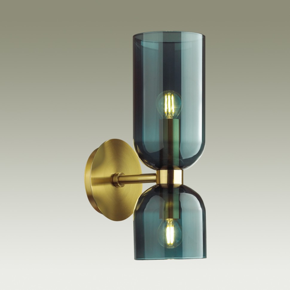 4803/2W ODEON LIGHT Midcent Бра с выключателем ORINOCO, E14*2*60W, бронзовый, синий