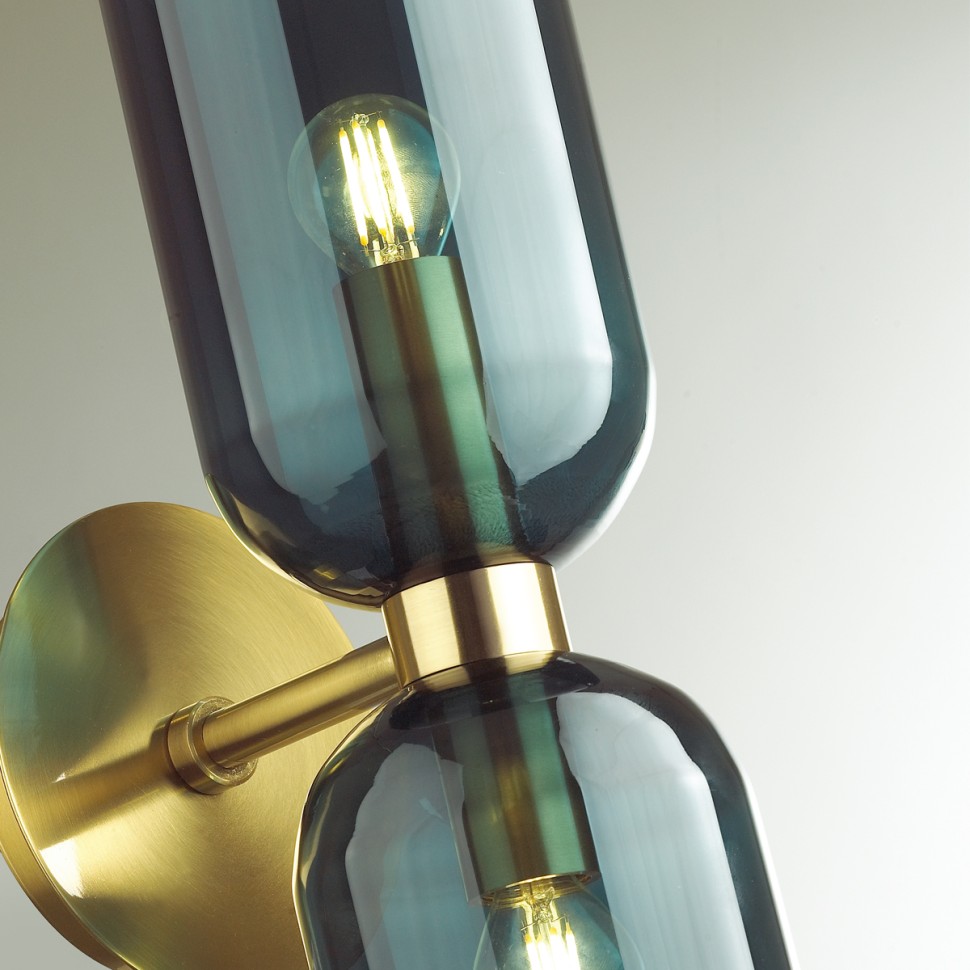 4803/2W ODEON LIGHT Midcent Бра с выключателем ORINOCO, E14*2*60W, бронзовый, синий