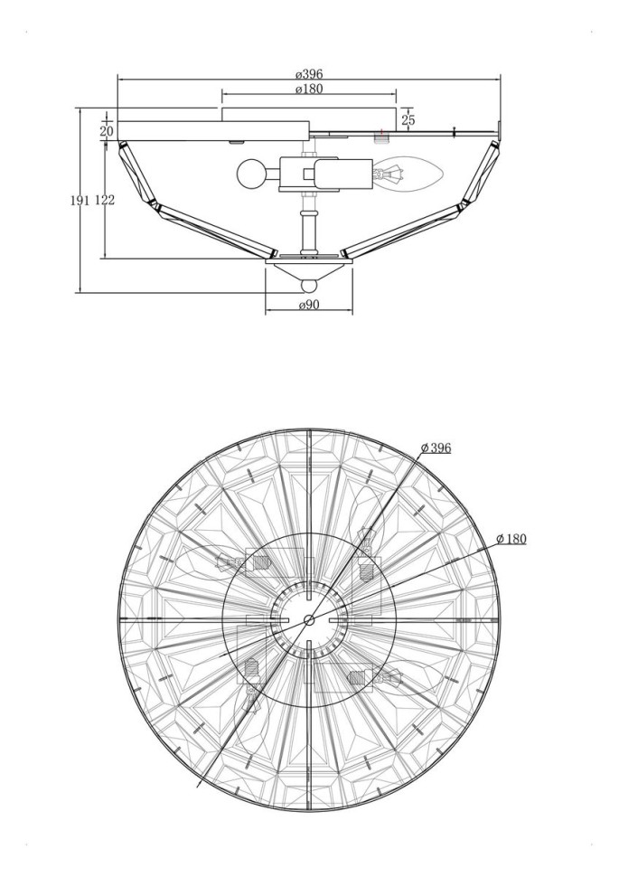 MOD094CL-04G MAYTONI потолочная хрустальная люстра Facet, E14*4*40W, золото