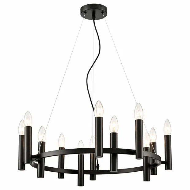 367-023-12 VELANTE черная подвесная люстра "кольцо" E14*12*40W, диаметр 64см