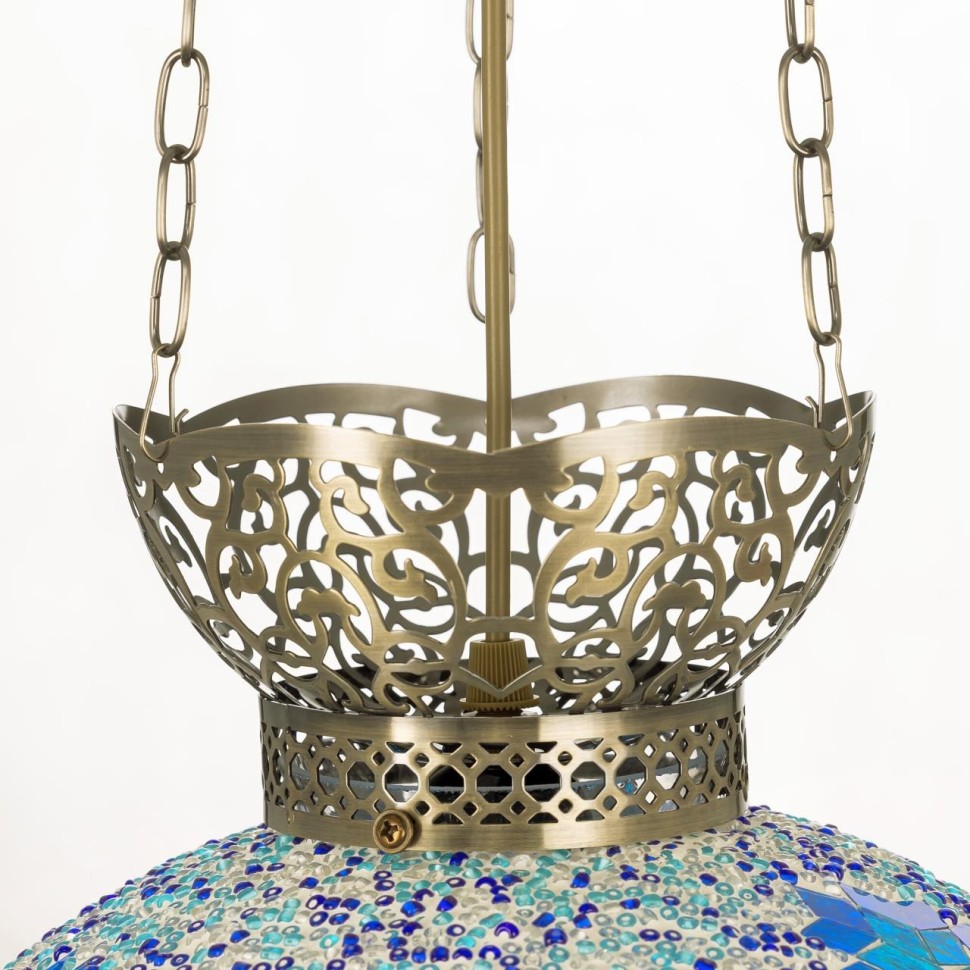 CL419126 CITILUX Каир Подвесной светильник в арабском стиле, синяя мозаика, бронза