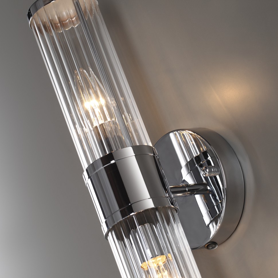 4945/2W Odeon Light Настенный влагозащищенный IP44 светильник KEPA, хром, с выключателем