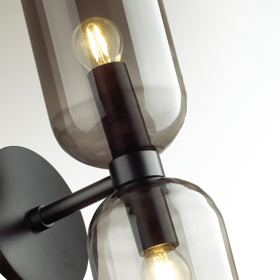 4804/2W ODEON LIGHT Midcent Бра с выключателем ORINOCO, E14*2*60W, дымчатый, черный