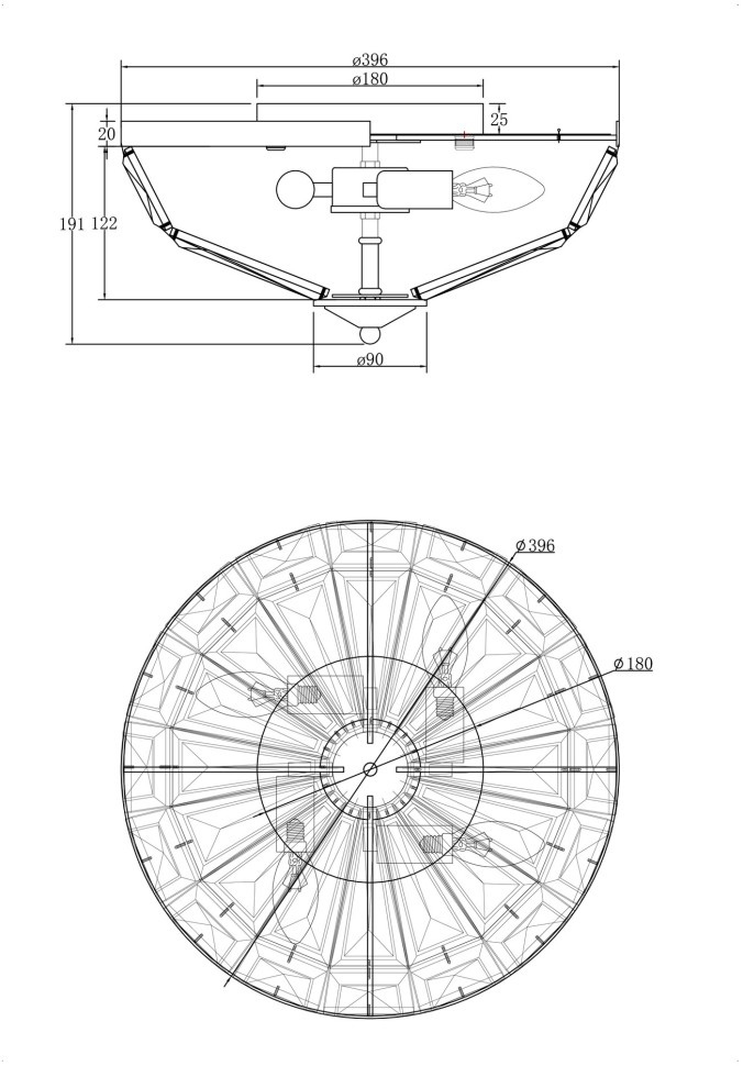 MOD094CL-04CH MAYTONI потолочная хрустальная люстра Facet, E14*4*40W, хром