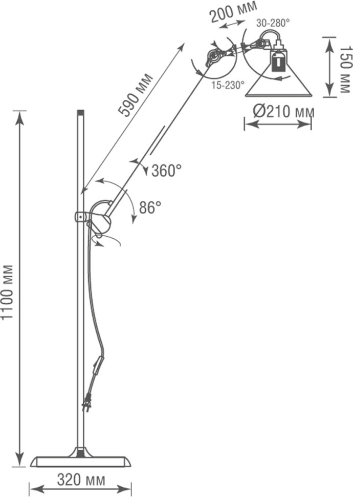 DL20653T1ABlack Donolux Mary Jane черный торшер Лофт