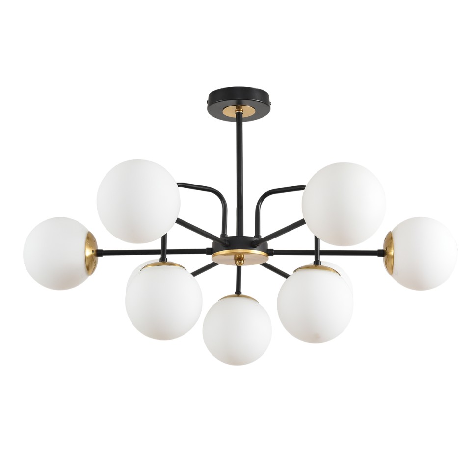 8375/9C Lumion MODERNI  Люстра потолочная ELRONA E27*9*60W, черный/латунь/белый, металл/стекло