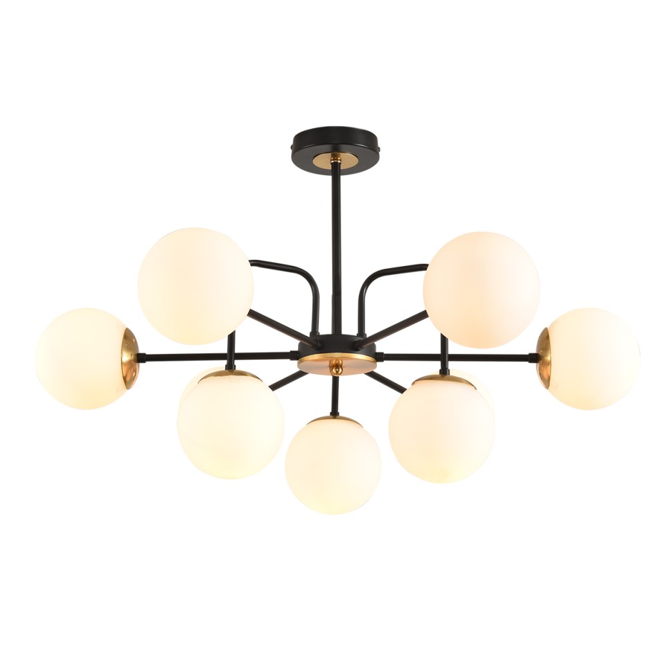 8375/9C Lumion MODERNI  Люстра потолочная ELRONA E27*9*60W, черный/латунь/белый, металл/стекло