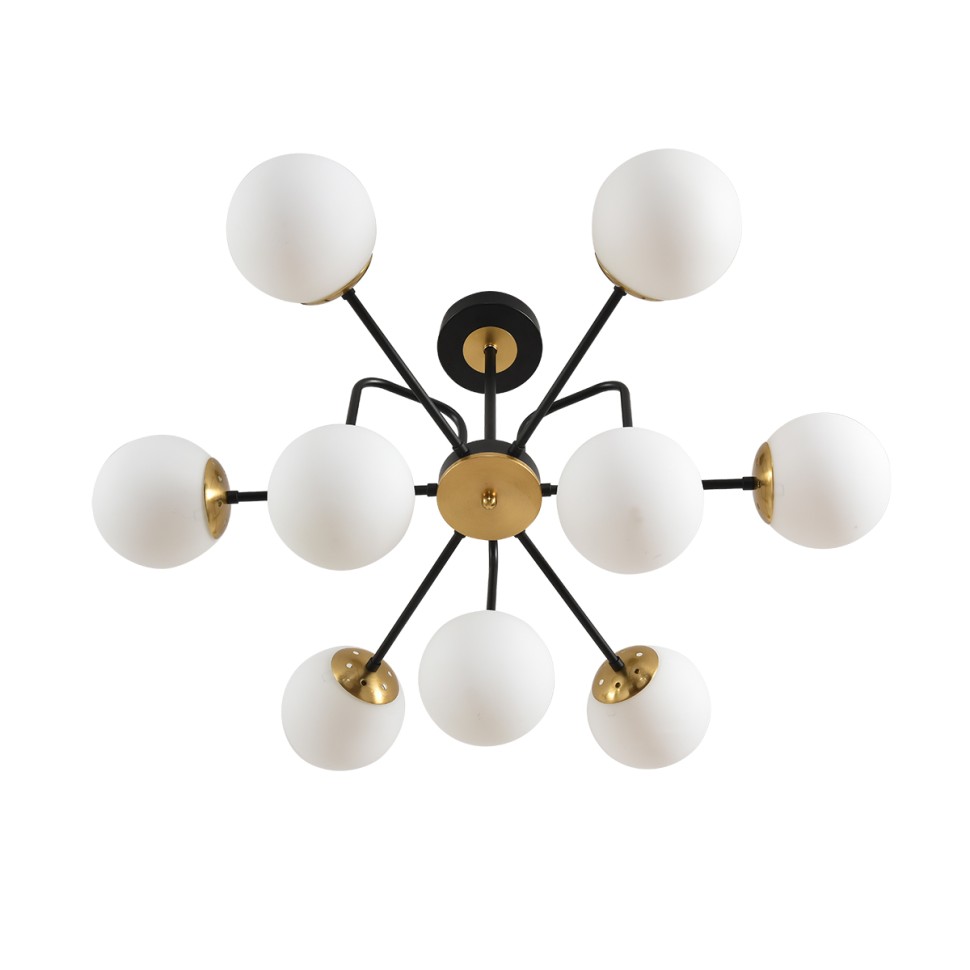 8375/9C Lumion MODERNI  Люстра потолочная ELRONA E27*9*60W, черный/латунь/белый, металл/стекло