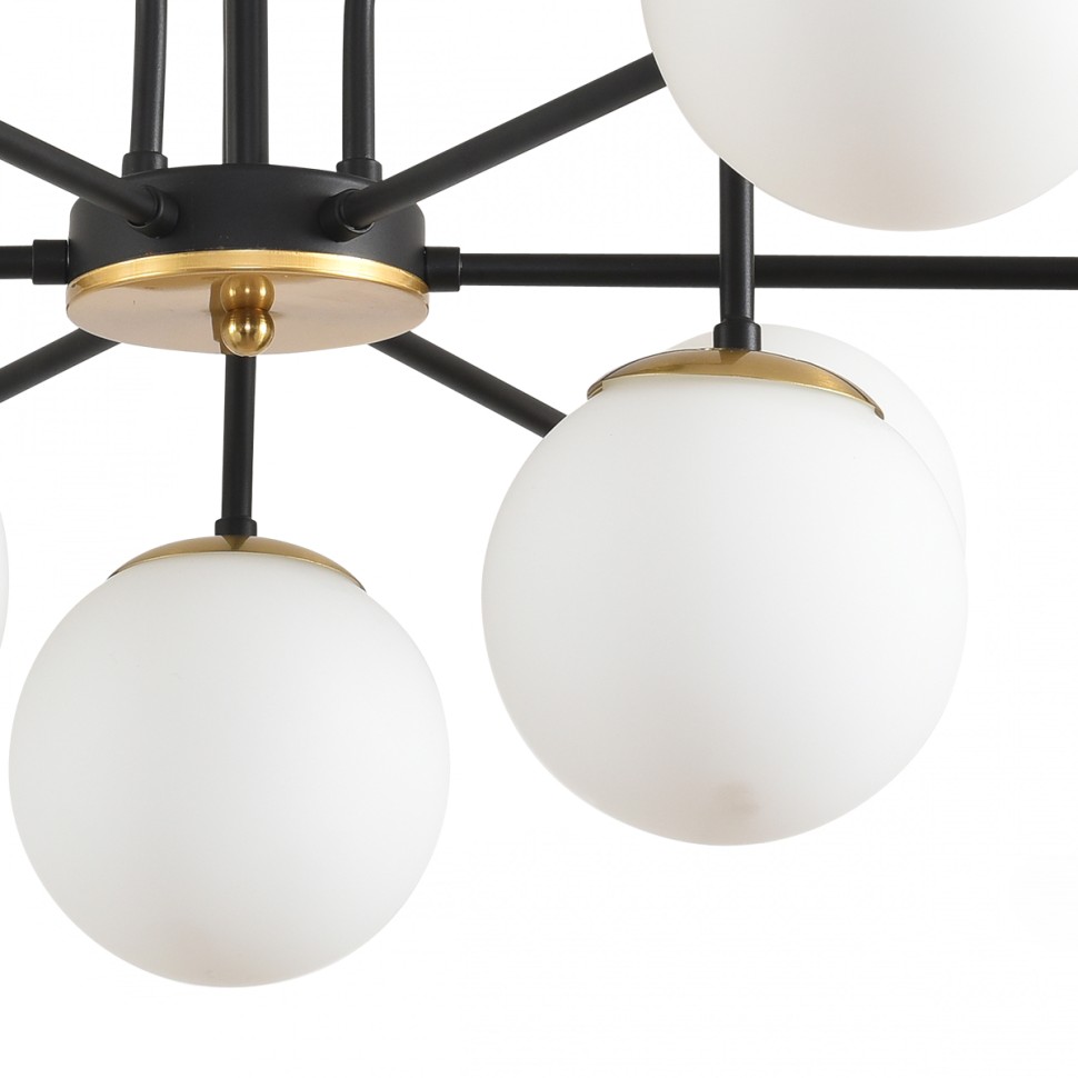 8375/9C Lumion MODERNI  Люстра потолочная ELRONA E27*9*60W, черный/латунь/белый, металл/стекло