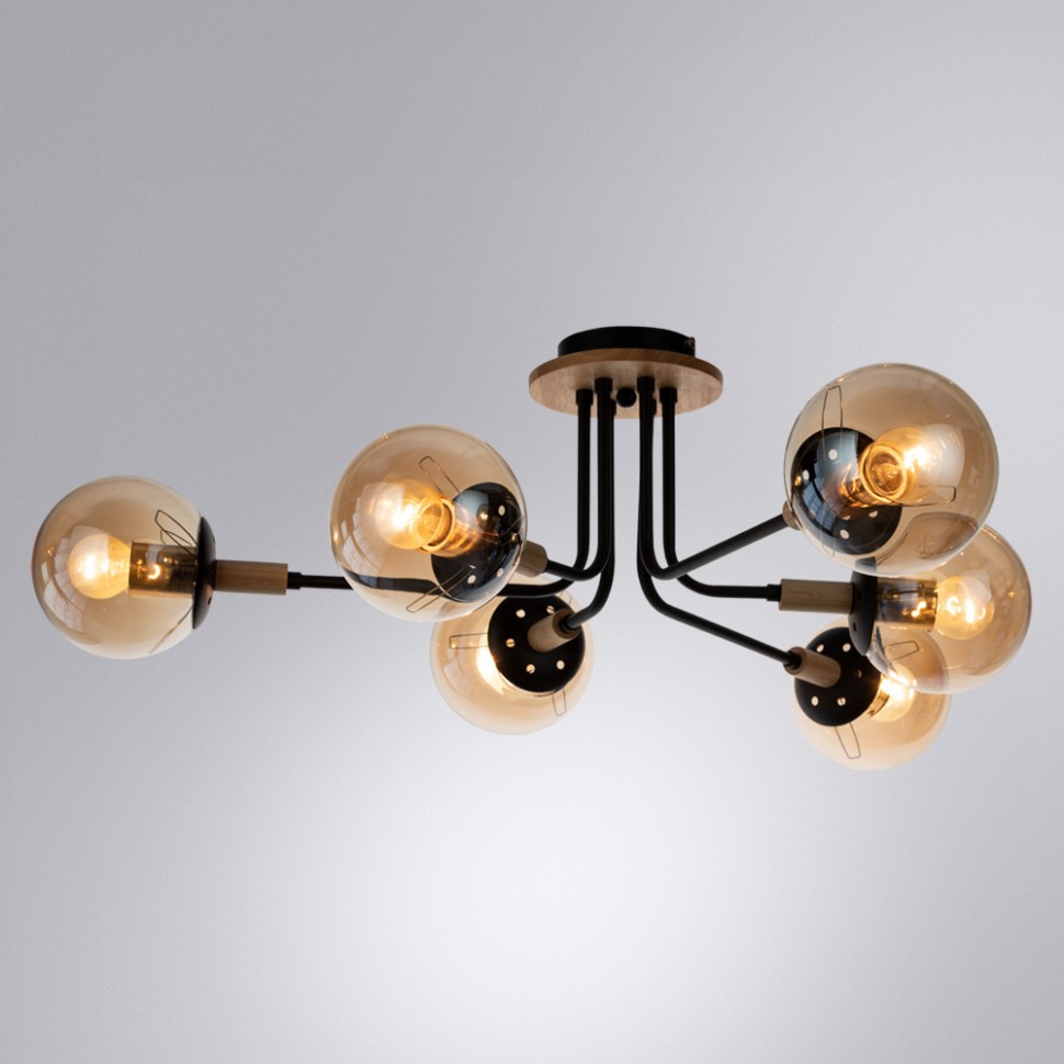 A2716PL-6BK ARTE LAMP Oxford потолочная люстра в стиле Модерн с деревянными элементами