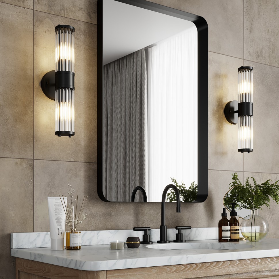 4944/2W Odeon Light Настенный влагозащищенный IP44 светильник KEPA, черный, с выключателем