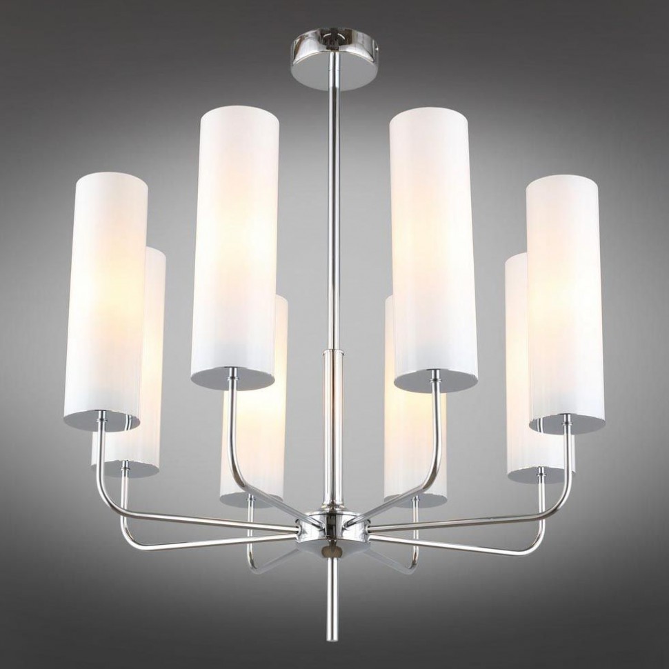 OML-99607-08 OMNILUX люстра на штанге Parrini, хром, белый