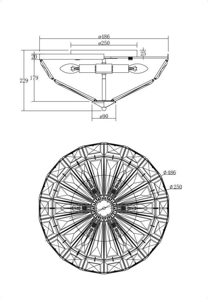 MOD094CL-06CH MAYTONI потолочная хрустальная люстра Facet, E14*6*40W, хром