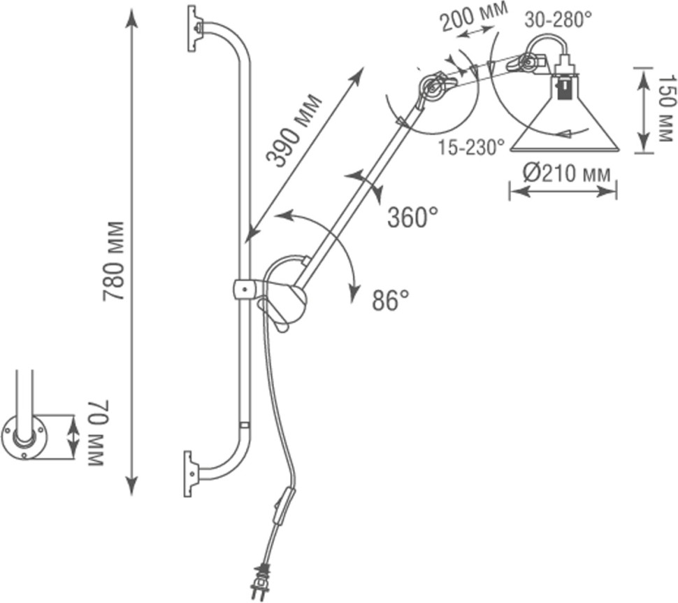 DL20653W1BBlack Donolux Mary Jane черный настенный светильник Лофт