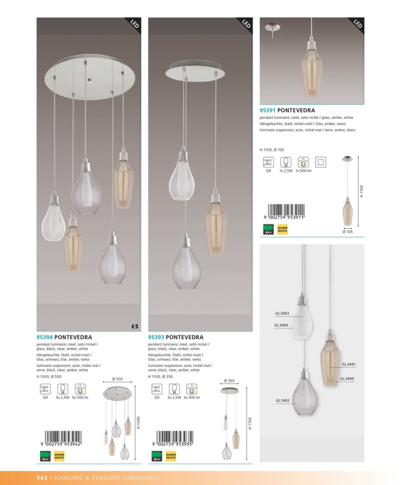 95393 EGLO Подвесной светильник PONTEVEDRA