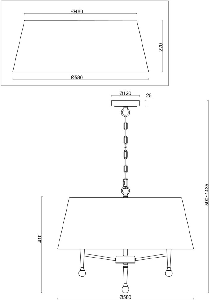 FR5190PL-05BS1 FREYA подвесная люстра Rosemary, большой черный абажур 58см, E14*5*40W