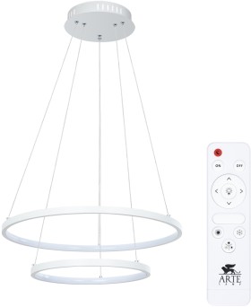 A2197SP-2WH ARTE LAMP белая светодиодная люстра 2 кольца Frodo 65W, 3000-6000K, 55см и 35см диаметр, с пультом
