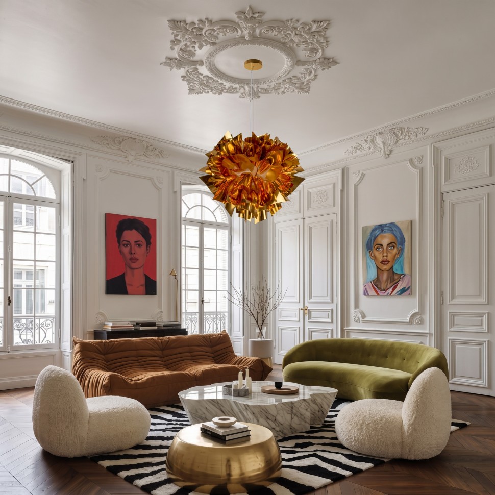 10593/420 Gold LOFT IT Подвесной светильник Clizia, золото, 42см диаметр, E27*2*12W