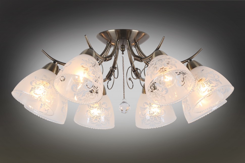 OML-53807-08 OMNILUX потолочная люстра Casagliana, бронза, 8 плафонов с рисунком