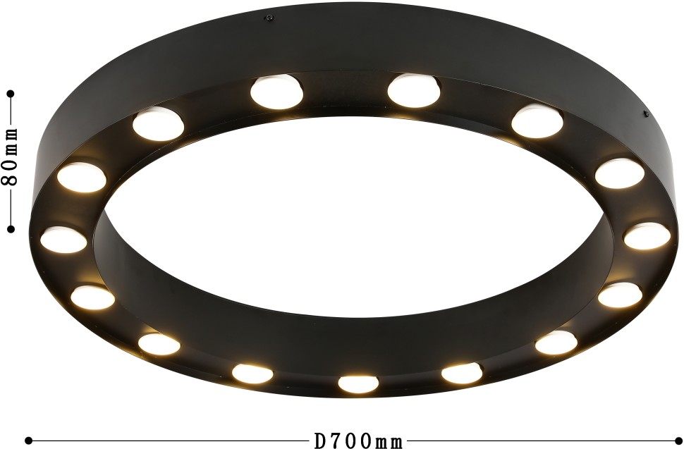 3007-15U FAVOURITE черный потолочный светильник Attica, GU10*15*5W, 80см диаметр