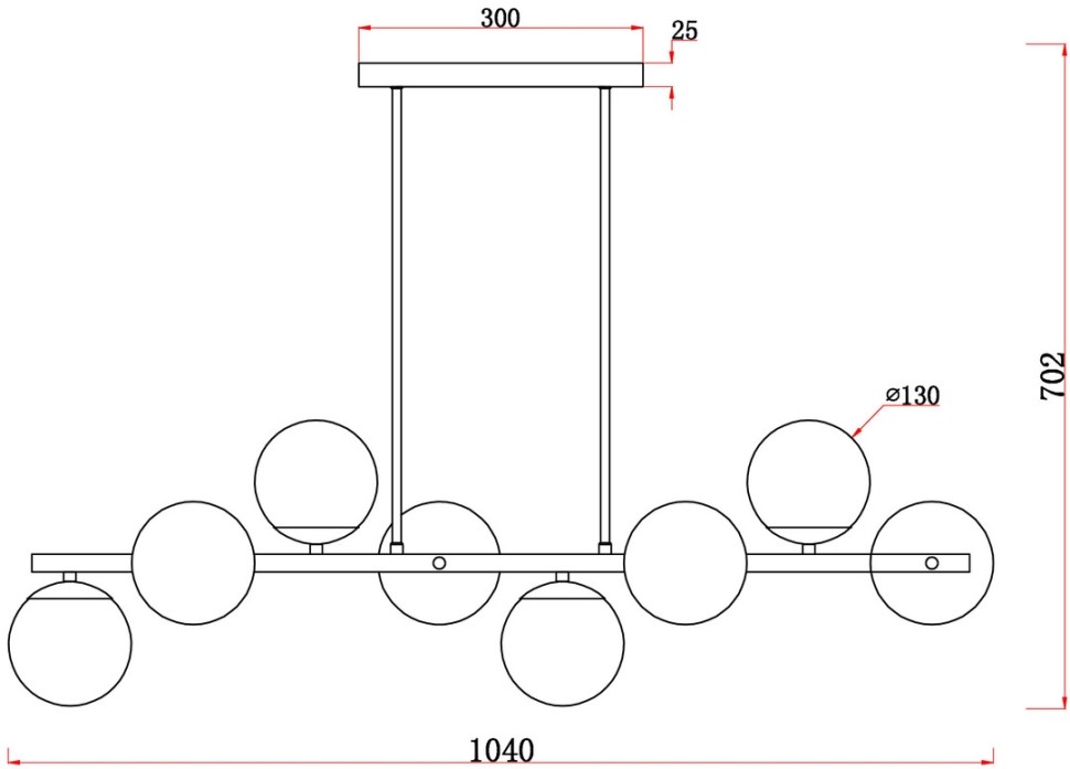 FR5199PL-08BS FREYA потолочная люстра на штанге Zing, латунь, E27*8*60W