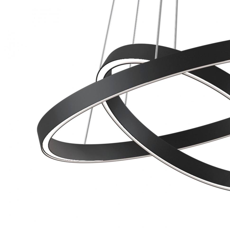 MOD058PL-L55B4K MAYTONI черная светодиодная люстра 2 кольца RIM, 61W, 4000K, 3500Lm, диаметр 60см