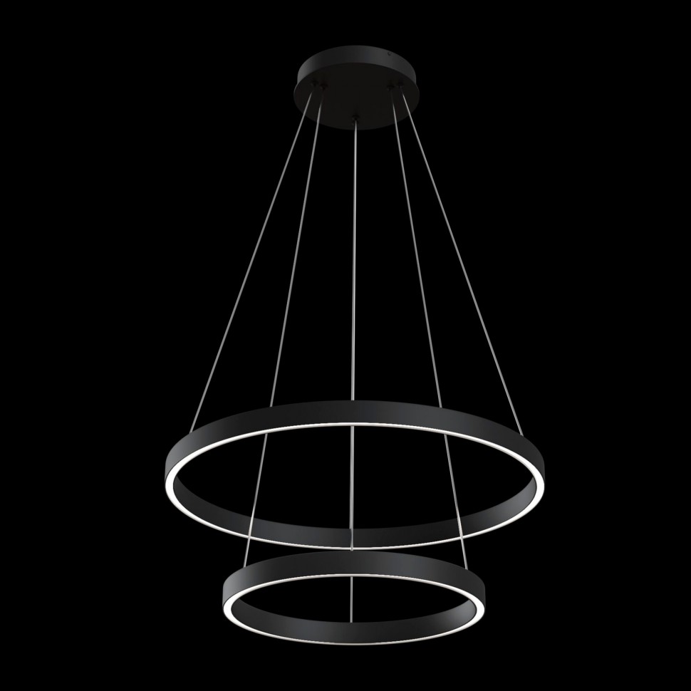 MOD058PL-L55B4K MAYTONI черная светодиодная люстра 2 кольца RIM, 61W, 4000K, 3500Lm, диаметр 60см