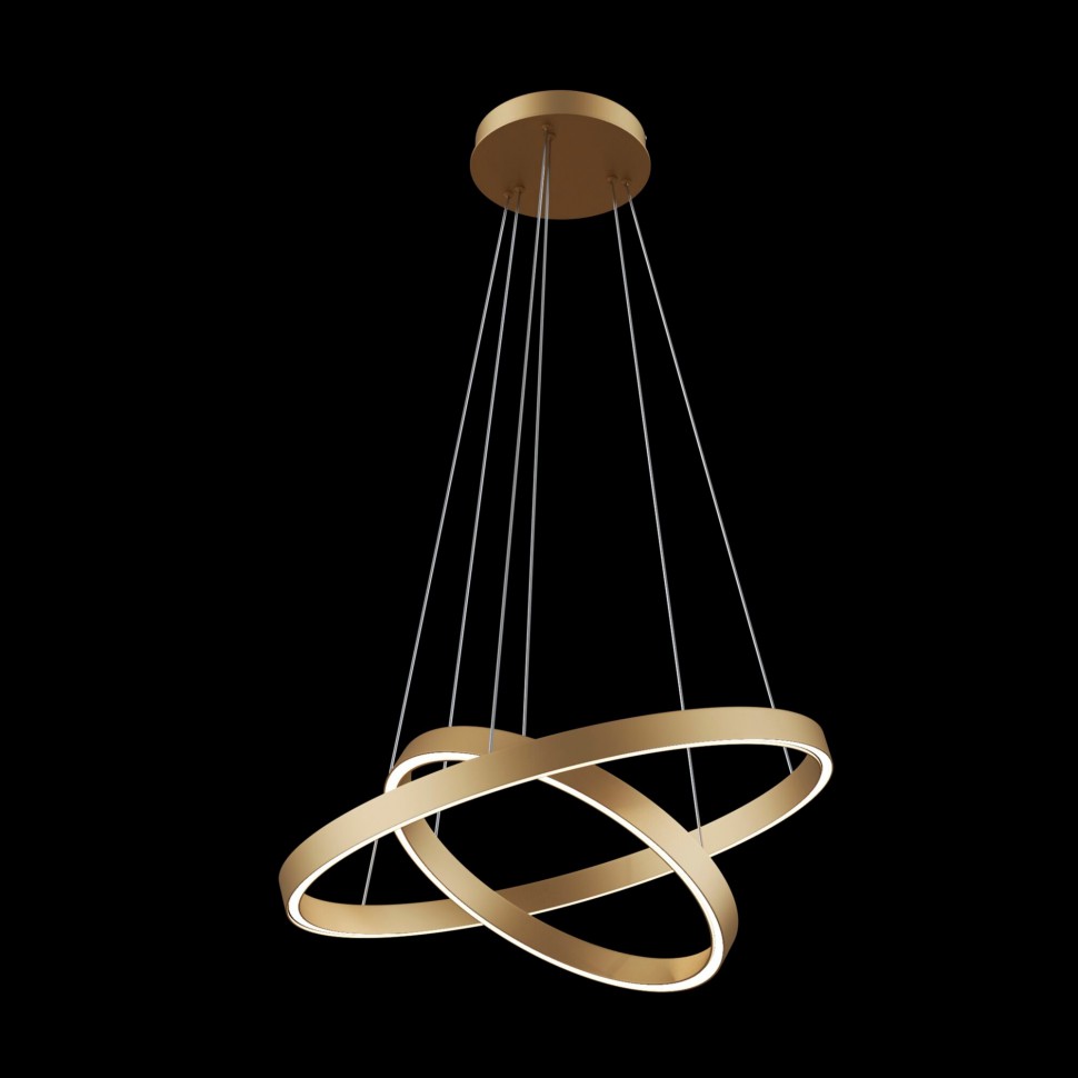 MOD058PL-L55BS4K MAYTONI светодиодный светильник 2 кольца латунь RIM, 61W, 4000K, 3500Lm, диаметр 60см