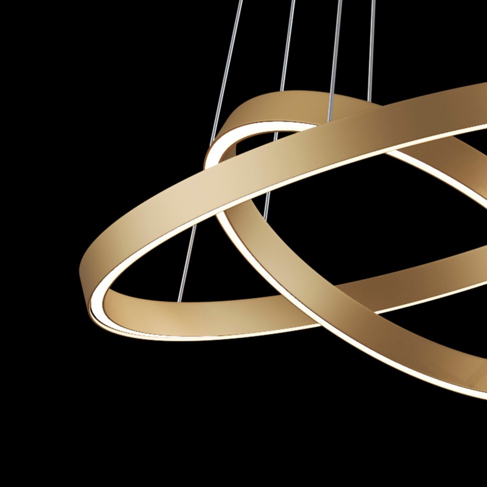 MOD058PL-L55BS4K MAYTONI светодиодный светильник 2 кольца латунь RIM, 61W, 4000K, 3500Lm, диаметр 60см