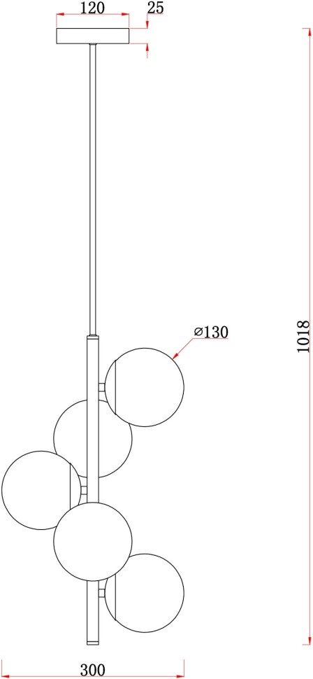 FR5199PL-05BS1 FREYA подвесной светильник Zing, латунь, E27*5*60W
