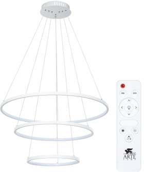 A2197SP-3WH ARTE LAMP белая светодиодная люстра 3 кольца Frodo 145W, 3000-6000K, 75-55-35см диаметр, с пультом
