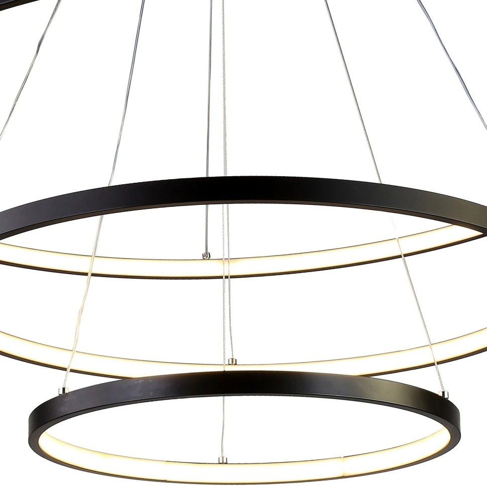 1764-18P Favourite Подвесная черная люстра 3 кольца Giro 95W, 4000K, диаметр 80см