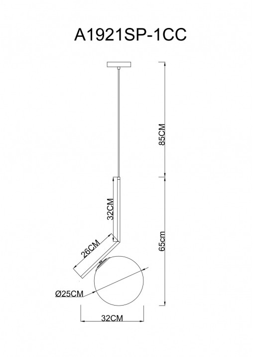 A1921SP-1CC ARTE LAMP Подвесной светильник Bolla-Unica, хром, 25см диаметр