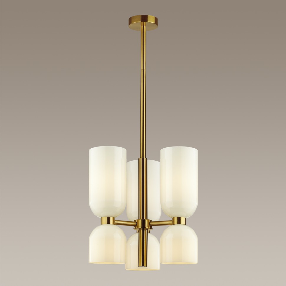 4798/6 ODEON LIGHT Midcent Люстра на штанге ORINOCO, E14*6*60W, бронзовый, белый