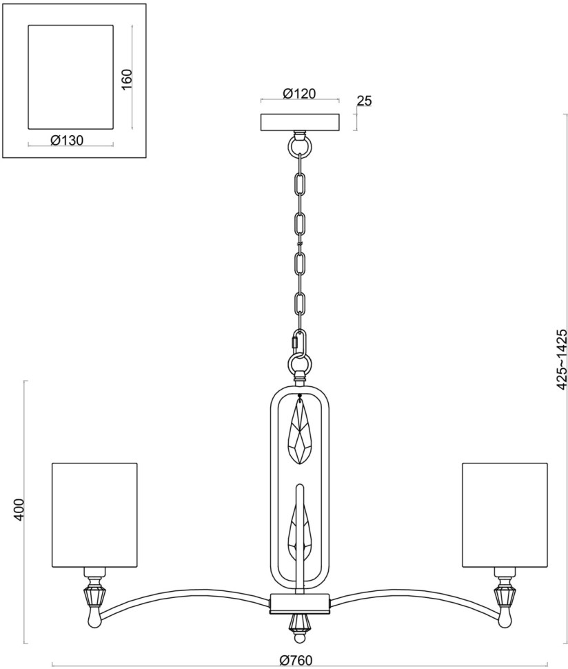 FR1007PL-07N FREYA подвесная люстра Riverside, никель, E14*7*40W