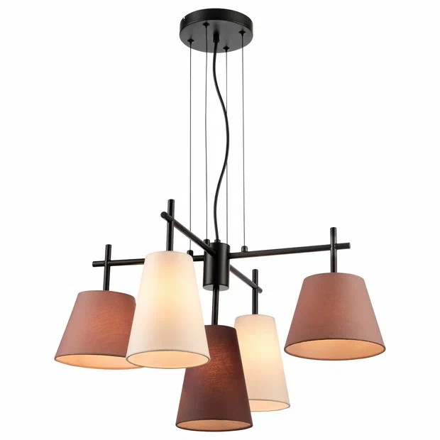 338-023-05 VELANTE черный подвесной светильник с цветными плафонами (белый, бежевый, бордовый) E14*5*40W