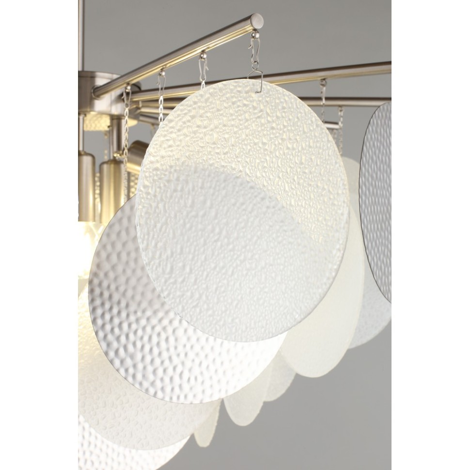 OML-89917-06 Omnilux Plelo Потолочная люстра на штанге, никель, стекло белый/серебро, диаметр 63см, Е14*6*60W