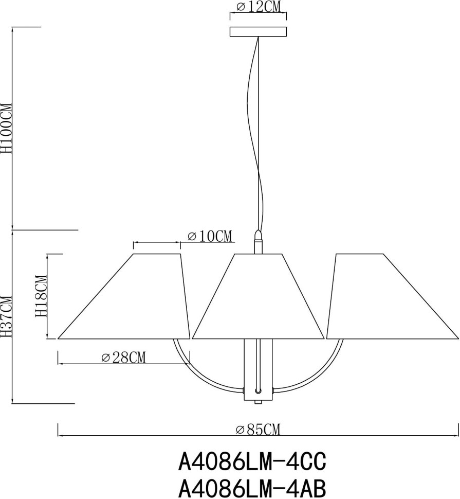 A4086LM-4AB ARTE LAMP Rondo подвесная люстра, бронза, E14*4*40W