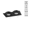 371022 NOVOTECH WIR Черный встраиваемый двойной поворотный светильник MORUS, IP20, GU10*1*50W, 173*92мм прямоугольный