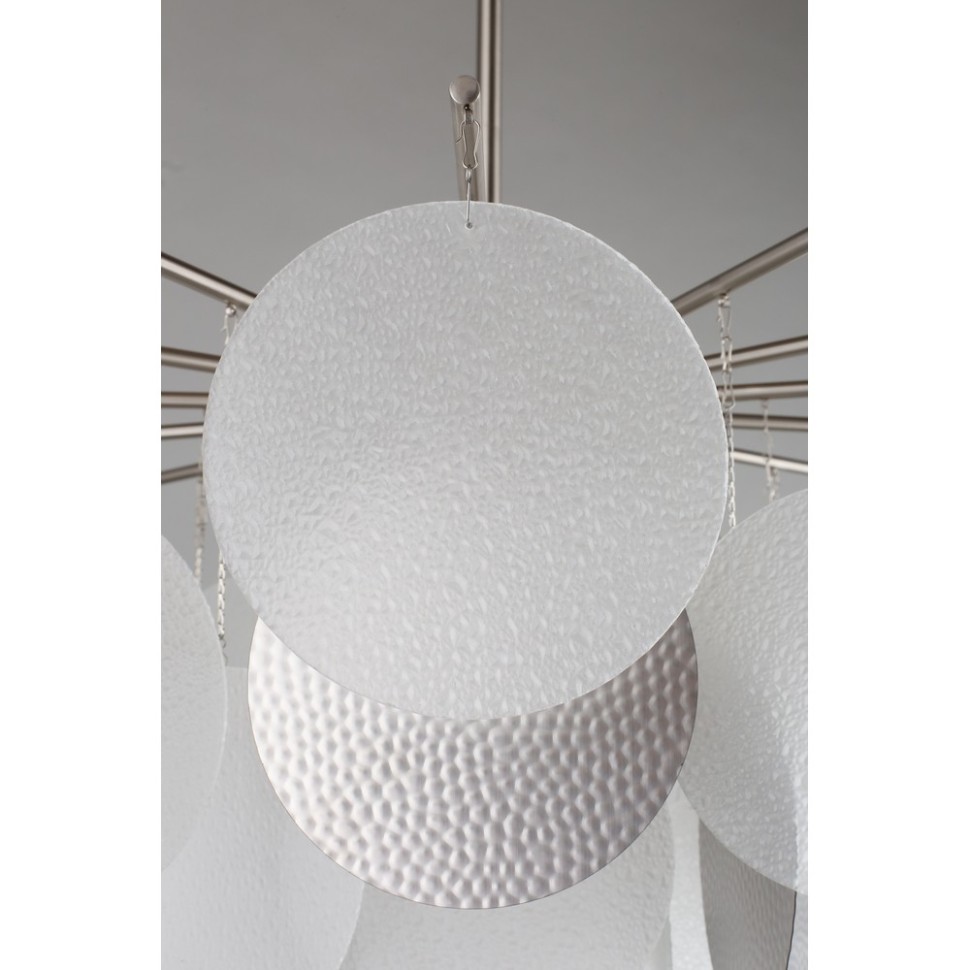 OML-89917-08 Omnilux Plelo Потолочная люстра на штанге, никель, стекло белый/серебро, диаметр 85см, Е14*8*60W