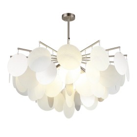 OML-89917-08 Omnilux Plelo Потолочная люстра на штанге, никель, стекло белый/серебро, диаметр 85см, Е14*8*60W