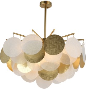 OML-89907-06 Omnilux Plelo Потолочная люстра на штанге, бронза, стекло белый/бронза, диаметр 63см, Е14*6*60W