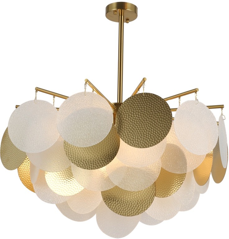 OML-89907-06 Omnilux Plelo Потолочная люстра на штанге, бронза, стекло белый/бронза, диаметр 63см, Е14*6*60W