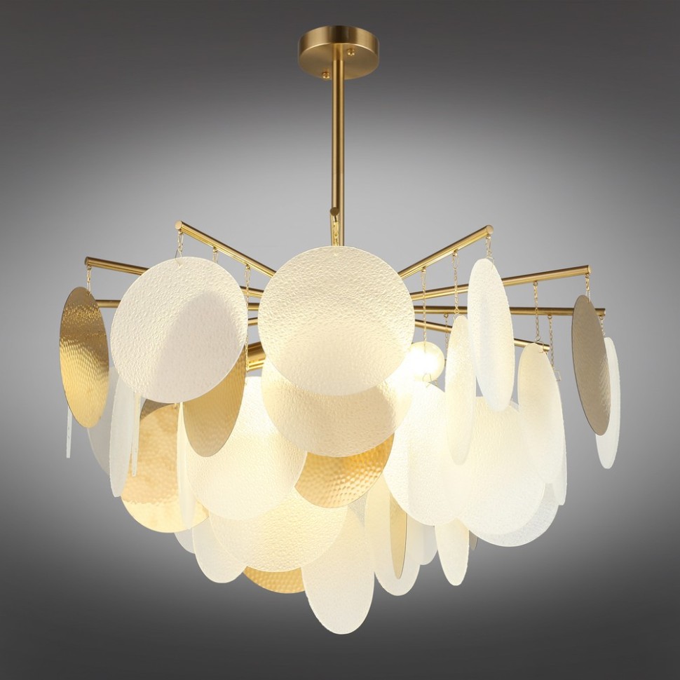 OML-89907-06 Omnilux Plelo Потолочная люстра на штанге, бронза, стекло белый/бронза, диаметр 63см, Е14*6*60W