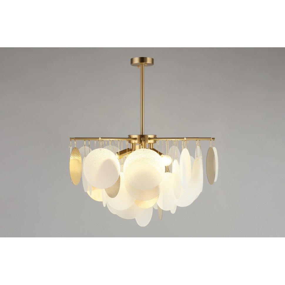 OML-89907-06 Omnilux Plelo Потолочная люстра на штанге, бронза, стекло белый/бронза, диаметр 63см, Е14*6*60W