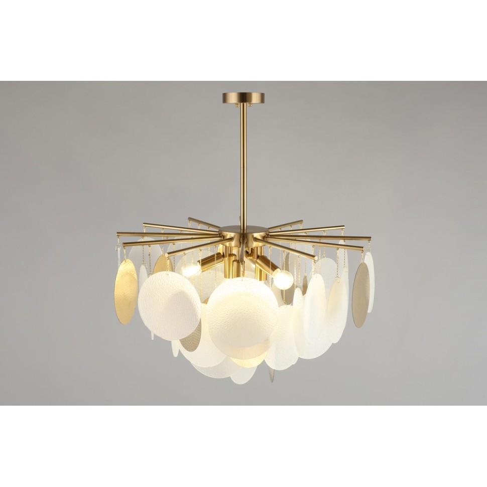 OML-89907-06 Omnilux Plelo Потолочная люстра на штанге, бронза, стекло белый/бронза, диаметр 63см, Е14*6*60W