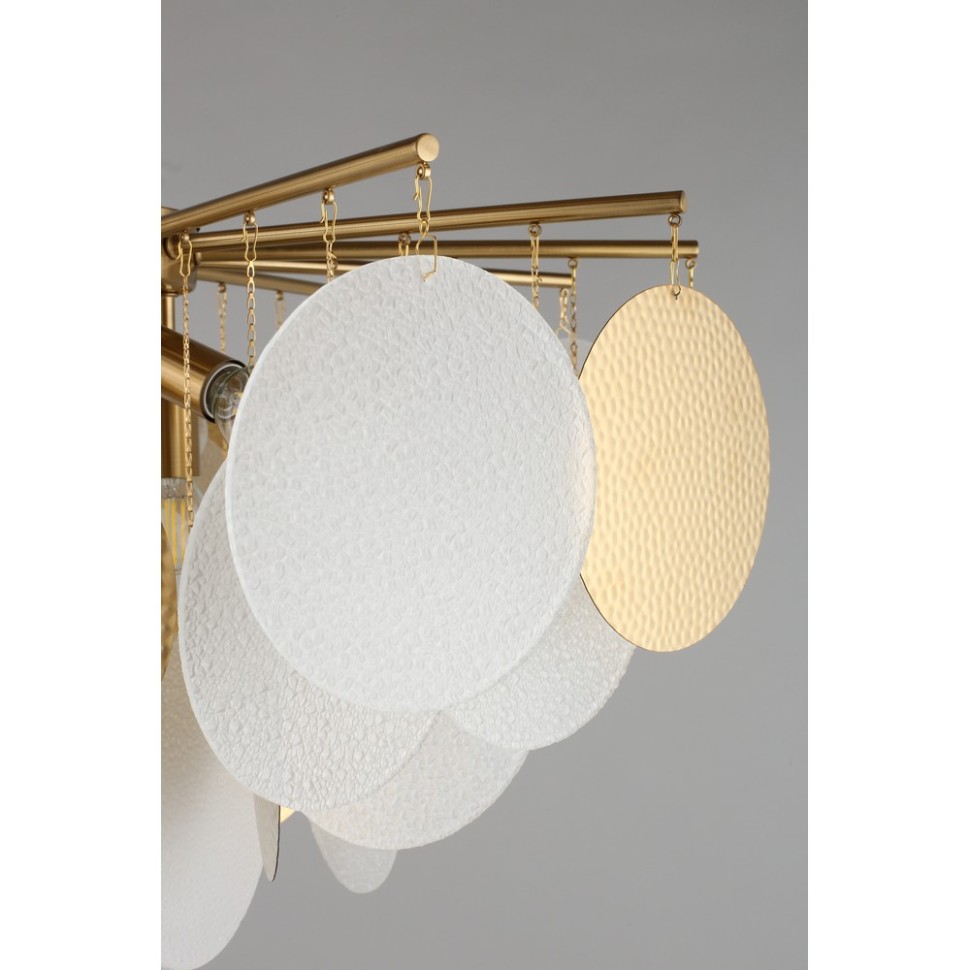 OML-89907-06 Omnilux Plelo Потолочная люстра на штанге, бронза, стекло белый/бронза, диаметр 63см, Е14*6*60W